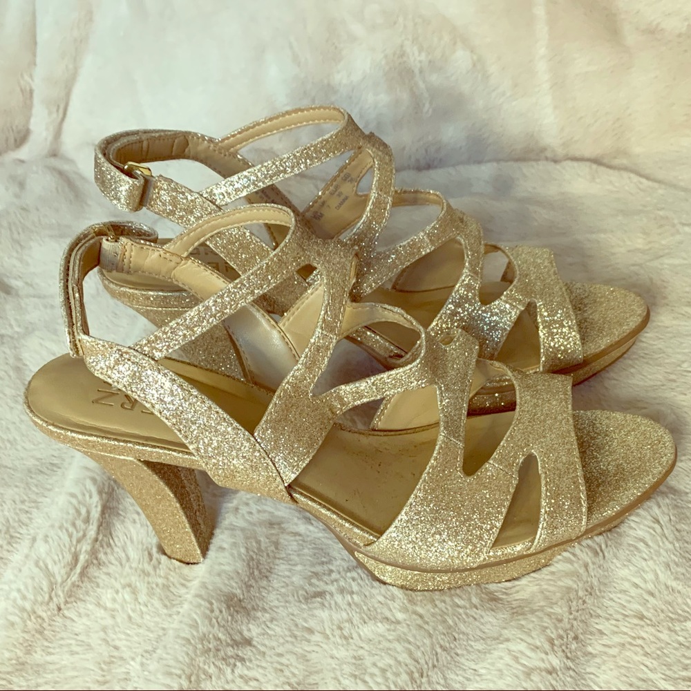 Gold strappy Naturalizer Heel Sandal